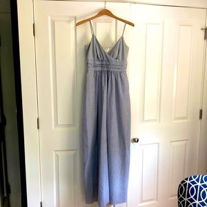 THREAD SOCIAL seersucker maxi, blue and white